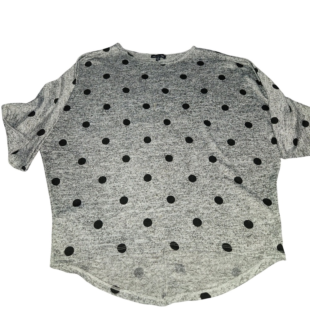 Olivia Blu Women's Gray Polka‎ Dot Relaxed Fit Dolman Sleeve Top Size M